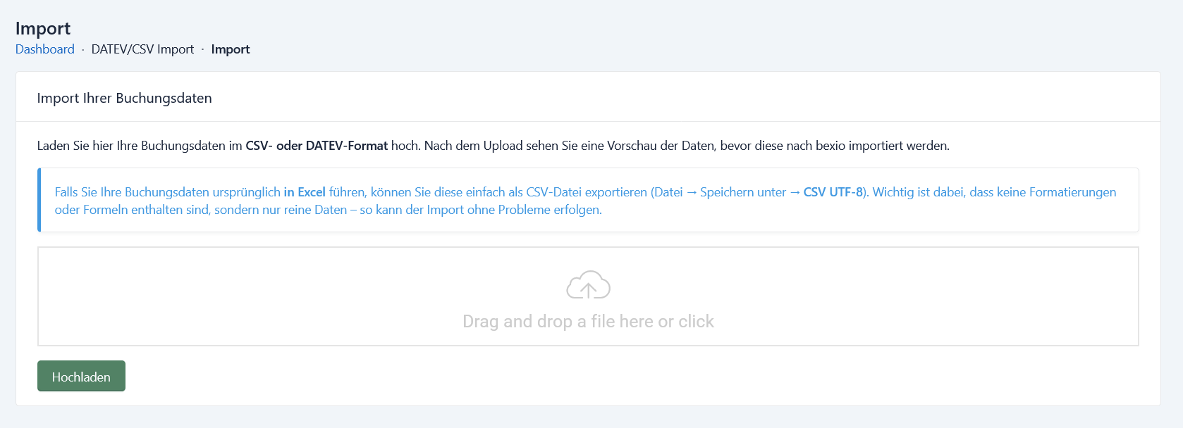 CSV- oder DATEV-Datei hochladen