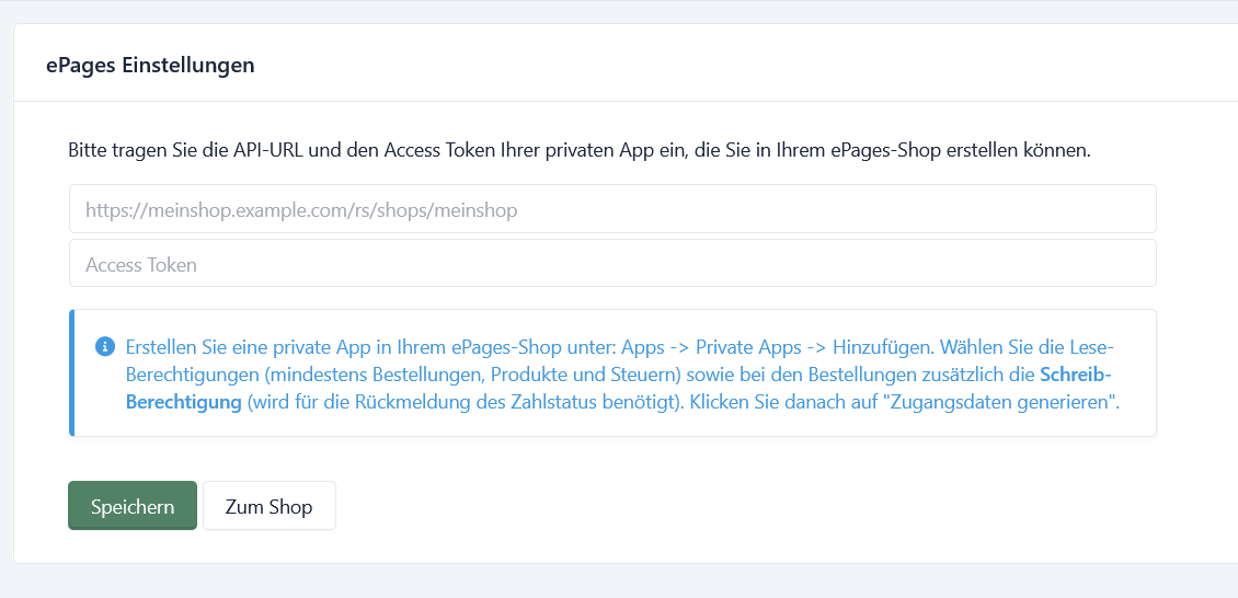 Zugangsdaten hinterlegen