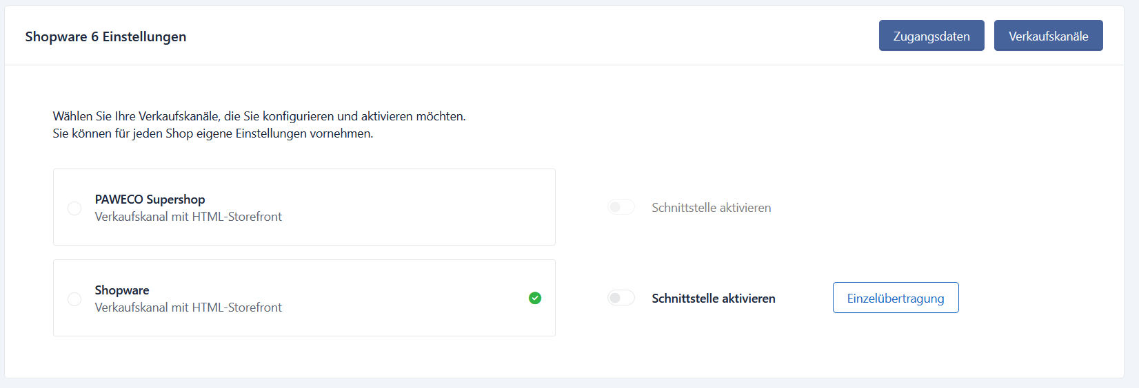 Verkaufskanäle individuell konfigurieren