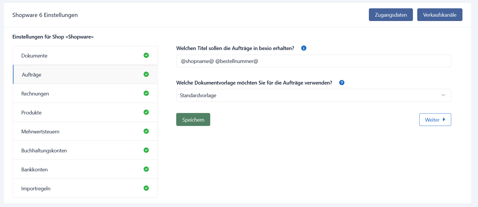 Individuelle Belegtitel und Vorlagen wählen