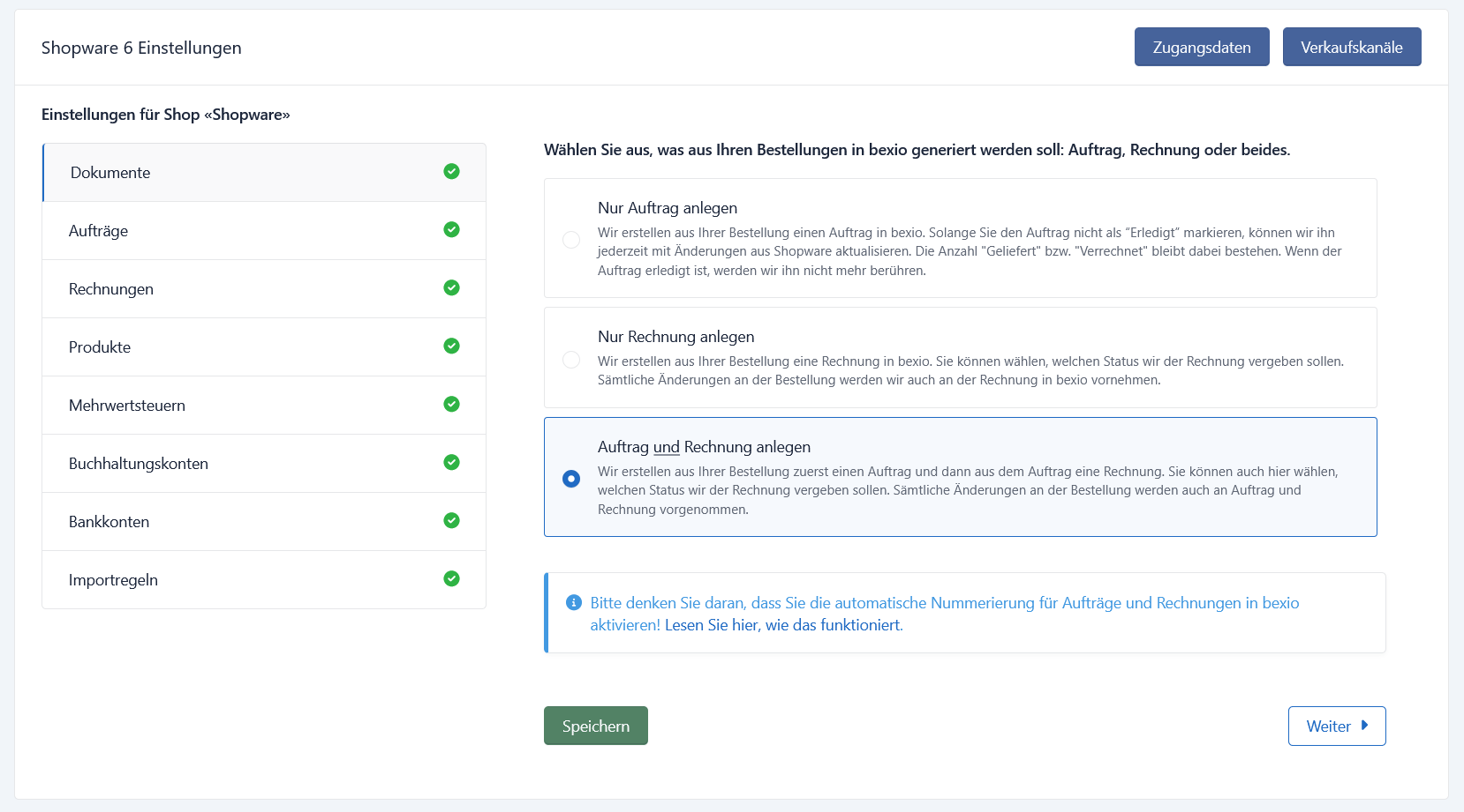 Flexible Belegsteuerung: Auftrag, Rechnung oder beides