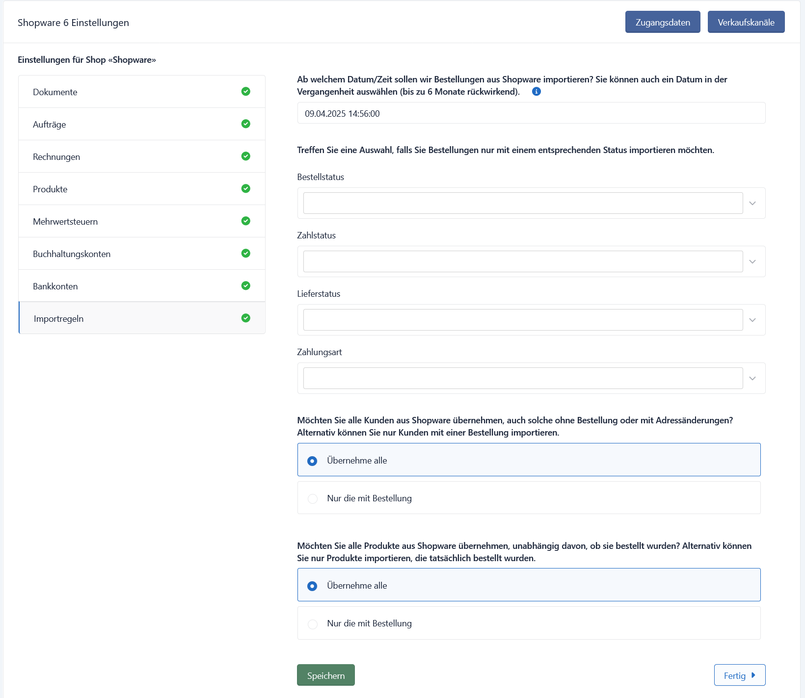 Importregeln individuell definieren