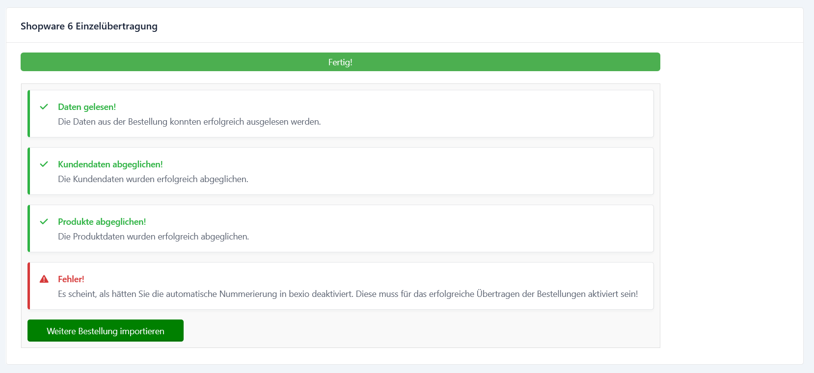 Einzelfehler beim Import schnell erkennen