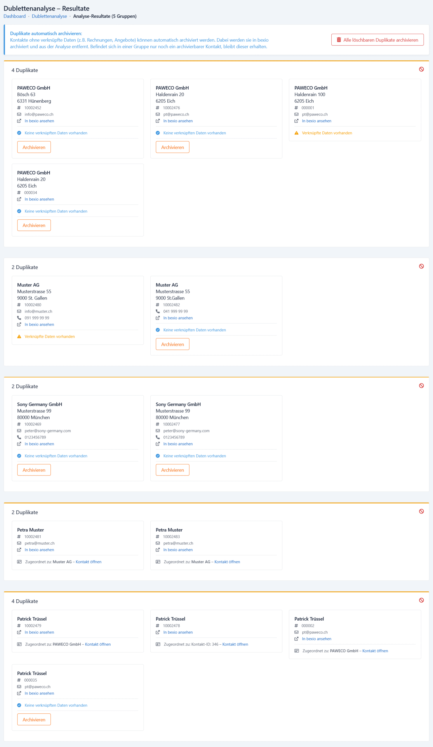 Gefundene Duplikate übersichtlich prüfen und bereinigen